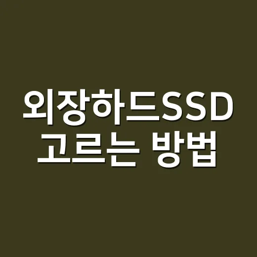 외장하드SSD 고르는 방법, 용량부터 속도까지 초보자도 쉽게 보는 기준 - 요약