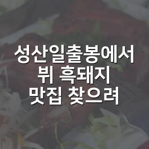 성산일출봉에서 뷔 흑돼지 맛집 찾으려면 이렇게 움직이면 편합니다 - 요약