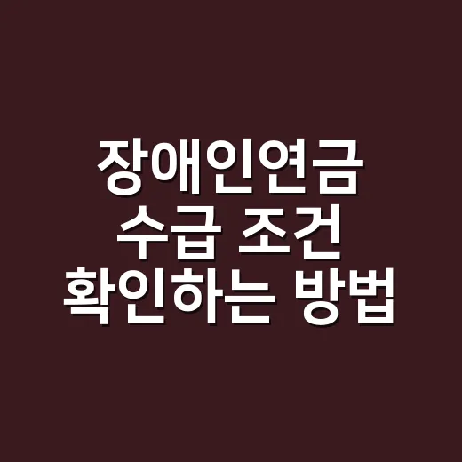 장애인연금 수급 조건 확인하는 방법, 나이·장애정도·소득 기준까지 쉽게 보기 - 요약
