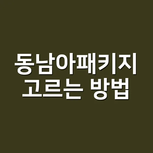 동남아패키지 고르는 방법, 초보 여행자가 덜 후회하려면 이렇게 - 요약