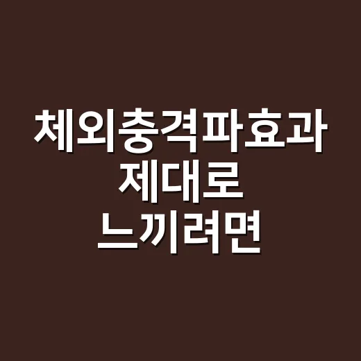 체외충격파효과 제대로 느끼려면 이렇게 확인하세요 - 요약