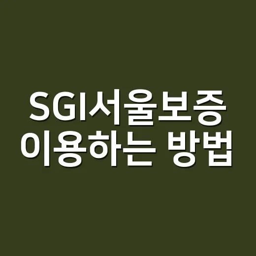 SGI서울보증 이용하는 방법, 보증보험 처음이면 이렇게 준비하세요 - 요약
