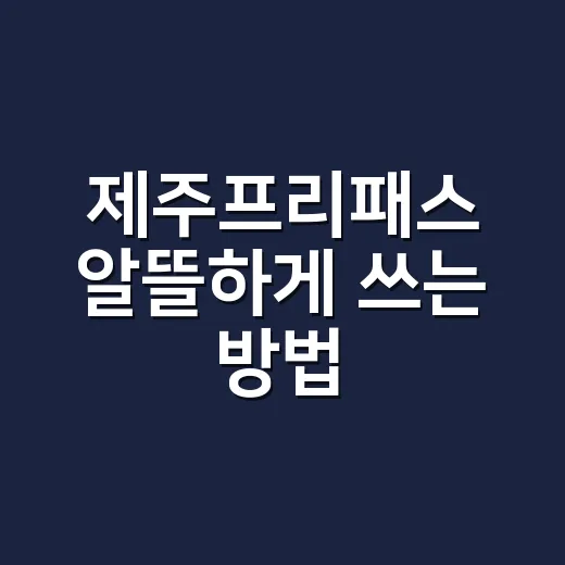제주프리패스 알뜰하…