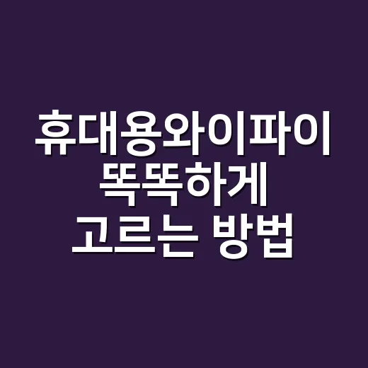 휴대용와이파이 똑똑하게 고르는 방법, 여행·출장 전에 꼭 볼 기준 - 요약