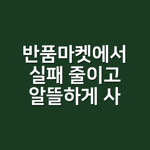 반품마켓에서 실패 줄이고 알뜰하게 사는 방법 - 요약