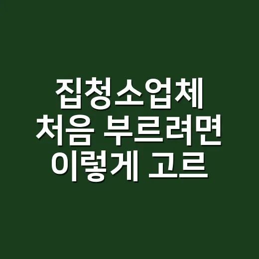 집청소업체 처음 부르려면 이렇게 고르면 덜 후회합니다 - 요약