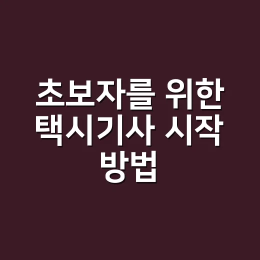 초보자를 위한 택시기사 시작 방법, 자격부터 현실 체크까지 - 요약