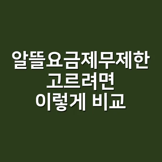 알뜰요금제무제한 고르려면 이렇게 비교하면 덜 후회합니다 - 요약