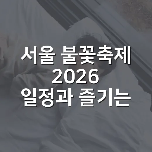 서울 불꽃축제 2026 일정과 즐기는 방법 - 요약