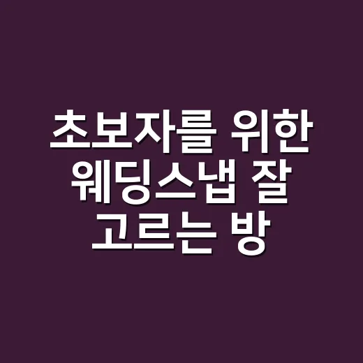 초보자를 위한 웨딩스냅 잘 고르는 방법 - 요약