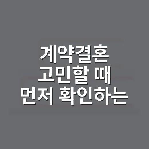 계약결혼 고민할 때 먼저 확인하는 방법 - 요약