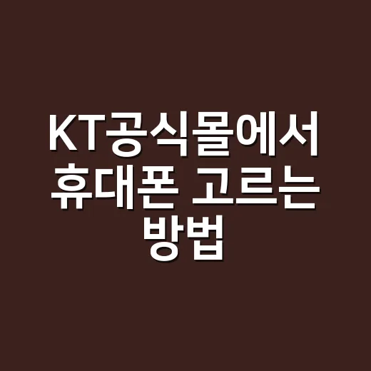 KT공식몰에서 휴대폰 고르는 방법, 처음이면 이렇게 확인하세요 - 요약