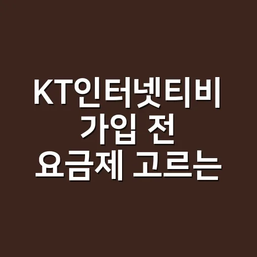 KT인터넷티비 가입 전 요금제 고르는 방법 - 요약
