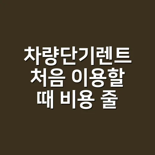 차량단기렌트 처음 이용할 때 비용 줄이고 실수 피하는 방법 - 요약