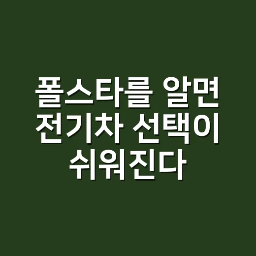 폴스타를 알면 전기차 선택이 쉬워진다 - 요약