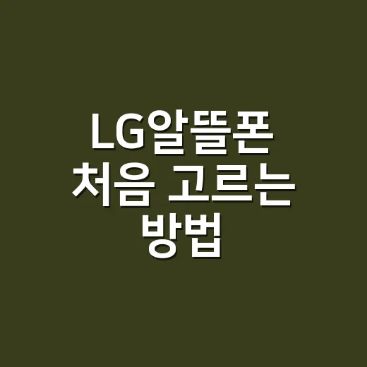 LG알뜰폰 처음 고르는 방법, 통신비 줄이려면 이렇게 비교하세요 - 요약