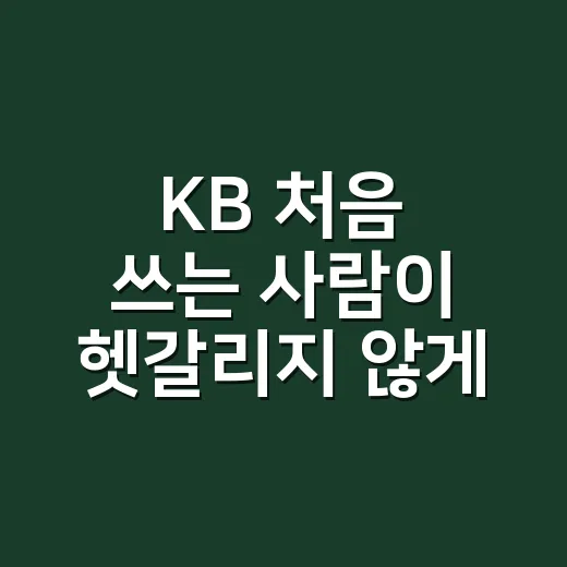 KB 처음 쓰는 사람이 헷갈리지 않게 시작하는 방법 - 요약