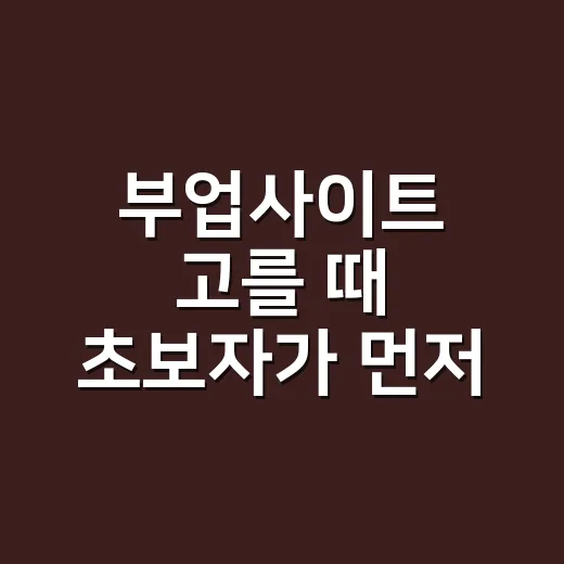 부업사이트 고를 때 초보자가 먼저 확인하는 방법 - 요약