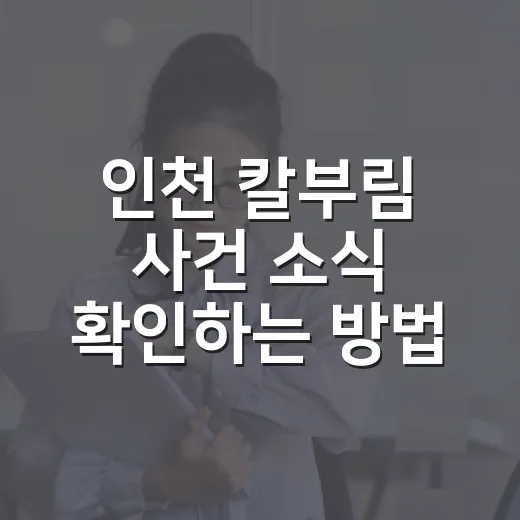 인천 칼부림 사건 소식 확인하는 방법과 현장에서 안전하게 움직이는 법 - 요약