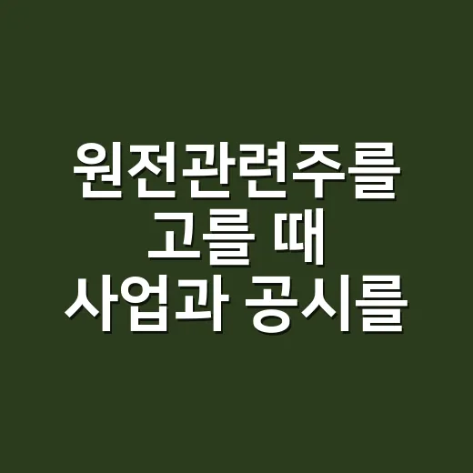 원전관련주를 고를 때 사업과 공시를 확인하는 방법 - 요약