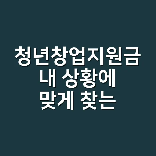 청년창업지원금 내 상황에 맞게 찾는 방법 - 요약