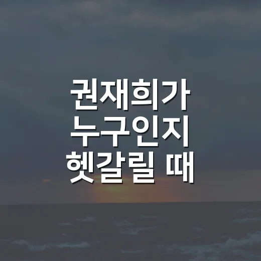 권재희가 누구인지 헷갈릴 때 확인하는 방법 - 요약