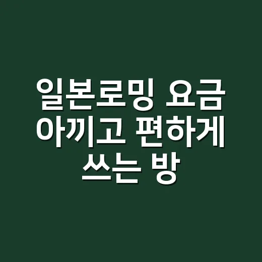 일본로밍 요금 아끼고 편하게 쓰는 방법 - 요약