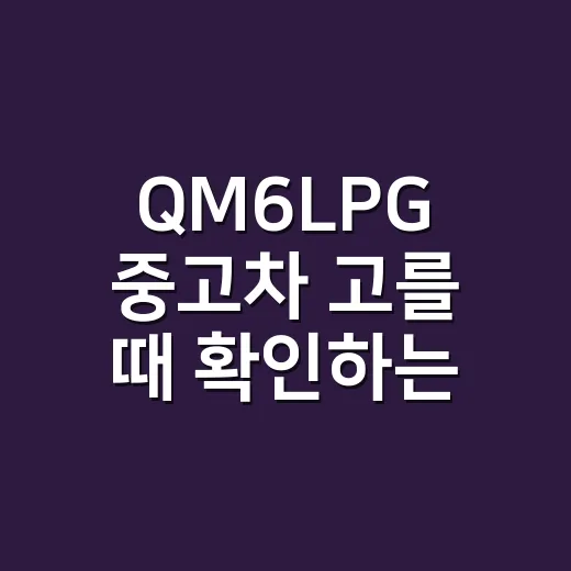 QM6LPG 중고차 고를 때 확인하는 방법 - 요약