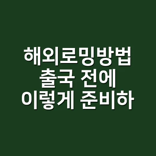 해외로밍방법 출국 전에 이렇게 준비하세요