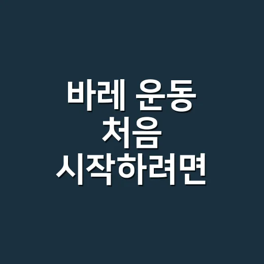 바레 운동 처음 시작하려면 이렇게 해보세요 - 요약