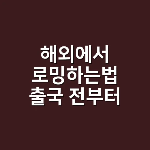 해외에서 로밍하는법 출국 전부터 차근차근 - 요약