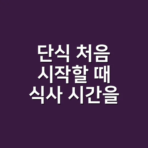 단식 처음 시작할 때 식사 시간을 조절하는 방법 - 요약
