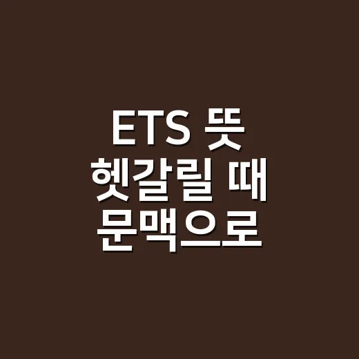 ETS 뜻 헷갈릴 때 문맥으로 구분하는 방법 - 요약