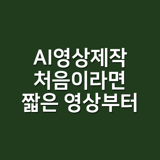 AI영상제작 처음이라면 짧은 영상부터 만드는 방법 - 요약