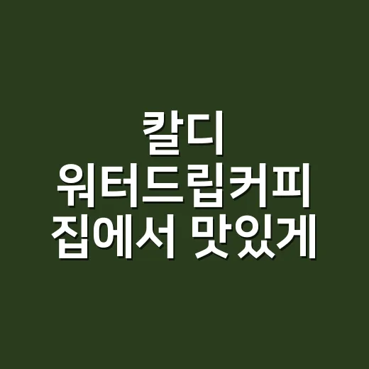 칼디 워터드립커피 집에서 맛있게 마시는 방법 - 요약