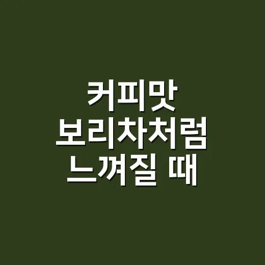 커피맛 보리차처럼 느껴질 때 맛을 되살리는 방법 - 요약