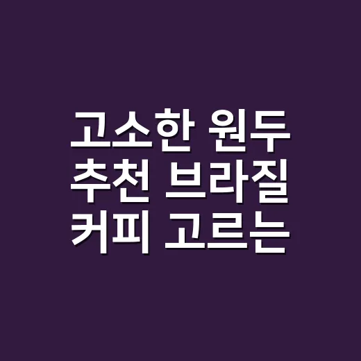 고소한 원두 추천 브라질 커피 고르는 방법 - 요약