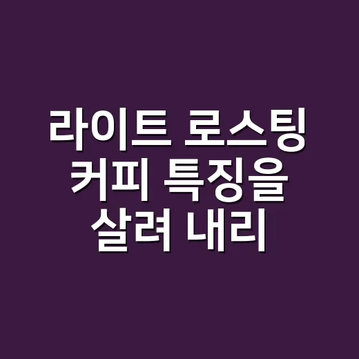 라이트 로스팅 커피 특징을 살려 내리는 방법 - 요약