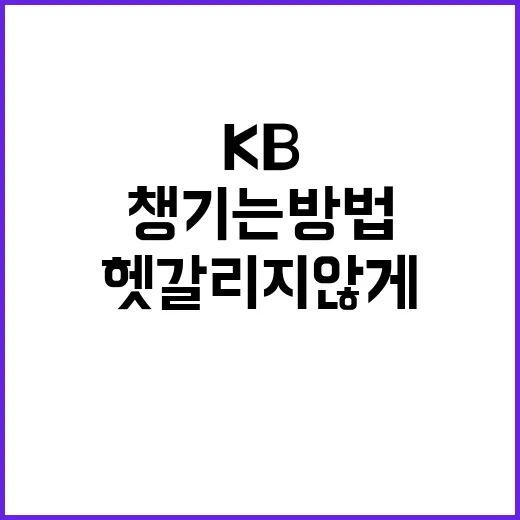 KB 이용할 때 헷갈리지 않게 챙기는 방법 - 요약