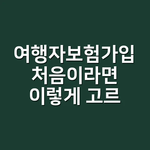 여행자보험가입 처음이라면 이렇게 고르면 됩니다 - 요약
