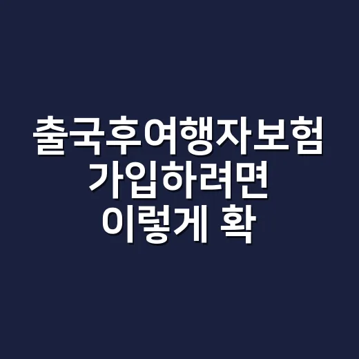 출국후여행자보험 가입하려면 이렇게 확인하세요 - 요약
