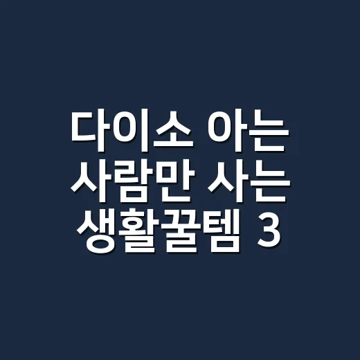 다이소 아는 사람만 사는 생활꿀템 3 제대로 고르는 방법 - 요약
