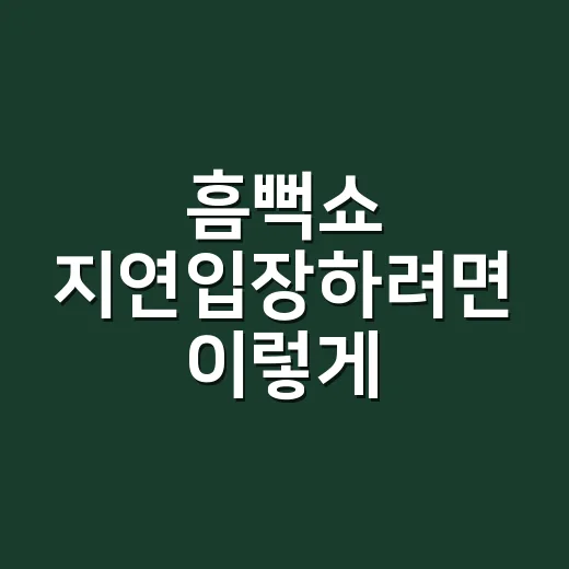 흠뻑쇼 지연입장하려면 이렇게 움직이면 덜 당황해요 - 요약