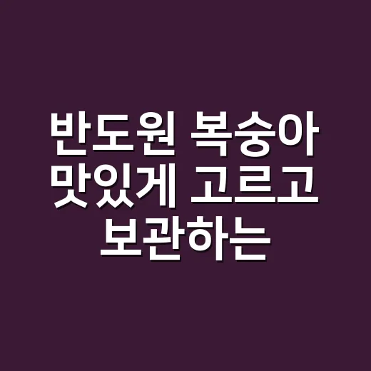 반도원 복숭아 맛있게 고르고 보관하는 방법 - 요약