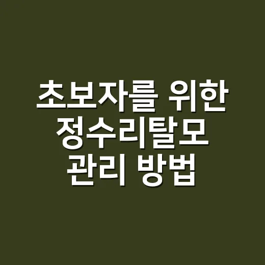 초보자를 위한 정수리탈모 관리 방법, 집에서 확인할 것부터 치료 선택까지 - 요약