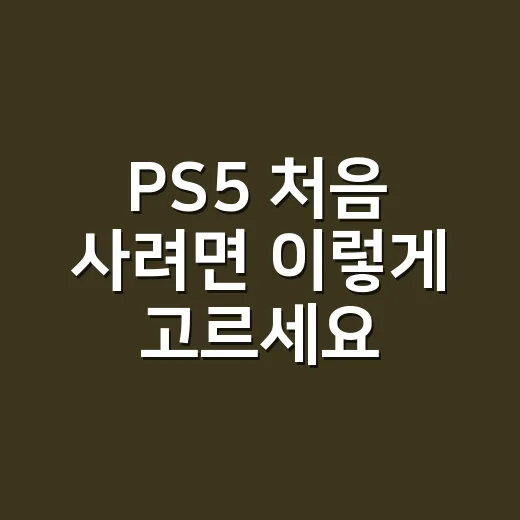 PS5 처음 사려면 이렇게 고르세요: 모델 선택부터 주변기기까지 - 요약