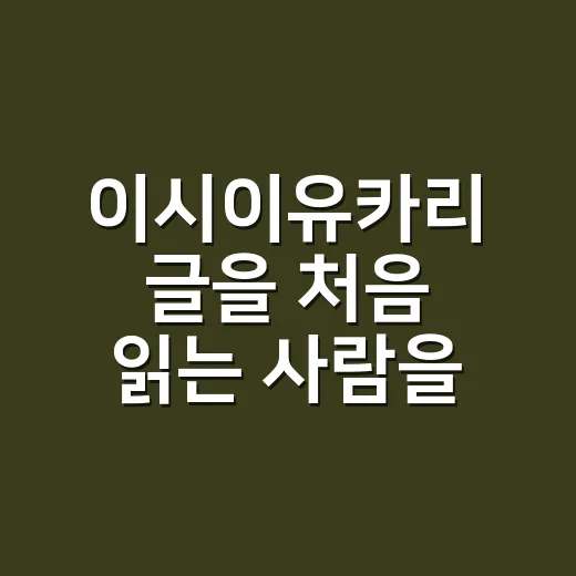 이시이유카리 글을 처음 읽는 사람을 위한 활용 방법 - 요약