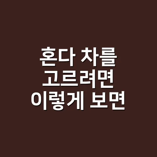 혼다 차를 고르려면 이렇게 보면 실패가 줄어듭니다 - 요약