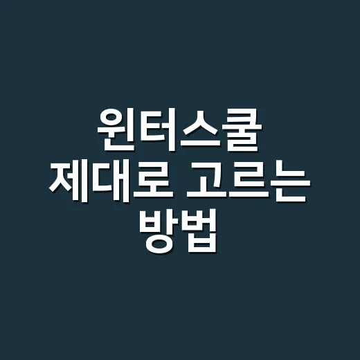 윈터스쿨 제대로 고르는 방법, 신청 전에 확인할 것들 - 요약