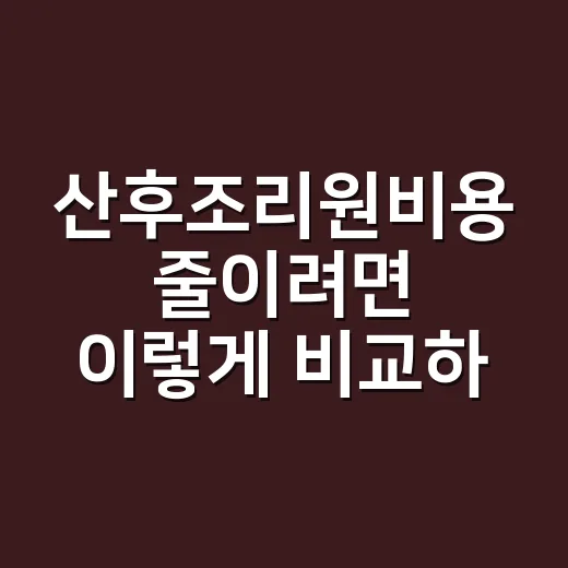 산후조리원비용 줄이려면 이렇게 비교하세요 - 요약